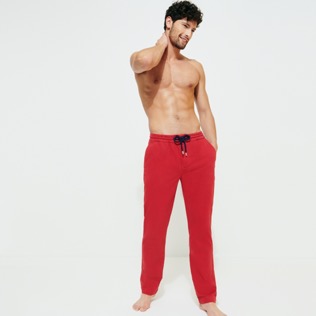 Uomo Altri Stampato - Pantaloni da jogging uomo Micro Dot Garbadine, Rosso vista frontale indossata