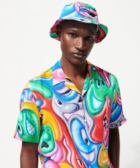Cappello da pescatore uomo Faces In Places - Vilebrequin x Kenny Scharf Multicolore vista frontale indossata