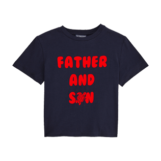 Jungen T-Shirts Bedruckt - Vater und Sohn T-Shirt mit Rundhalsausschnitt, Navy / red front Jungen T-Shirts Bedruckt - Vater und Sohn T-Shirt mit Rundhalsausschnitt, Navy / red front