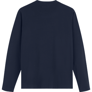 Herren Andere Bestickt - Langärmeliges, besticktes Moutain Patch T-Shirt aus Baumwolle für Herren, Marineblau Rückansicht
