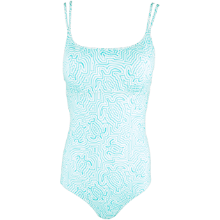 Women One Piece Printed - Women Round neckline One Piece Swimsuit Hypnotic Turtles, Lagoon front Women One Piece Printed - Women Round neckline One Piece Swimsuit Hypnotic Turtles, Lagoon front