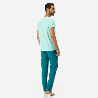 Men Others Solid - Men Linen Jersey T-Shirt Solid, Mint backworn Men Others Solid - Men Linen Jersey T-Shirt Solid, Mint backworn