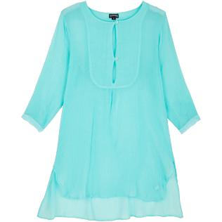 Damen Andere Uni - Crépon Uni Strandkleid aus Baumwollseide für Damen, Wasser front Damen Andere Uni - Crépon Uni Strandkleid aus Baumwollseide für Damen, Wasser front