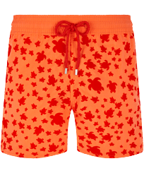 Men Swim Trunks Turtles In The Sky Flocked Guava front view