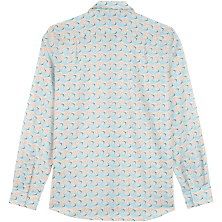 Others Printed - Unisex Cotton Voile Summer Shirt 2007 Snails, Lazulii blue back view