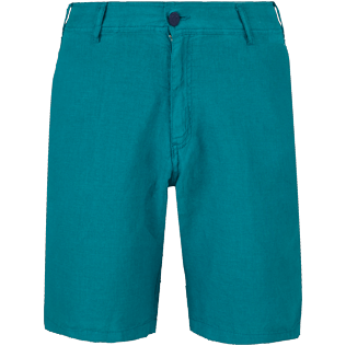 Hombre Autros Liso - Bermudas de corte recto en lino de color liso para hombre, Pinos front Hombre Autros Liso - Bermudas de corte recto en lino de color liso para hombre, Pinos front