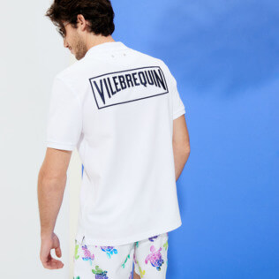 Homme AUTRES Brodé - Polo en Piqué de Coton homme uni, Blanc backworn Homme AUTRES Brodé - Polo en Piqué de Coton homme uni, Blanc backworn