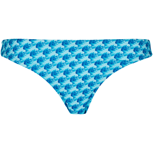 Mujer Braguitas Estampado - Braguita de bikini de talle medio con estampado Micro Waves para mujer, Lazulii blue vista frontal