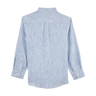 Boys Others Graphic - Striped Linen Round collar shirt, Sky blue back Boys Others Graphic - Striped Linen Round collar shirt, Sky blue back