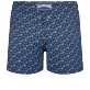 Men Fitted Printed - Men Short Swim Trunks Micro Tortues Rainbow, Navy back view