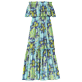 Damen Andere Bedruckt - Schulterfreies Kaleidoscope Kleid aus Baumwolle für Damen, Lagune Rückansicht