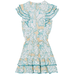 Girls Others Printed - Girls Mini Dress Hidden Fishes- Vilebrequin x Poupette St Barth, White back view
