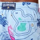 Men Classic Embroidered - Men Swimwear Embroidered Sea Floor Map, Sky blue details view 3