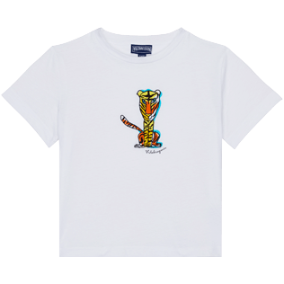 Niños Autros Bordado - Camiseta de algodón con estampado The Year of the Tiger para niño, Blanco vista frontal