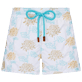 Mujer Autros Bordado - Pantalón corto de baño iridiscente bordado con estampado Flowers of Joy para mujer, Blanco vista frontal