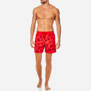 Men Classic / Moorea Printed - Flocked Turtles Swim shorts, Poppy red frontworn Men Classic / Moorea Printed - Flocked Turtles Swim shorts, Poppy red frontworn