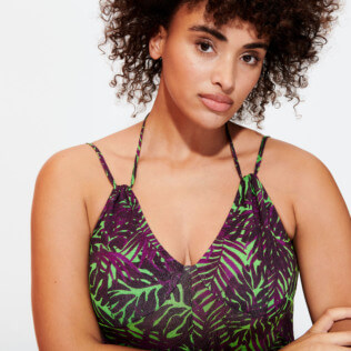 Imagen de Mujer Autros Estampado - Vestido largo fluido con estampado Madrague para mujer, Hierba verde detalles vista 1 Imagen de Mujer Autros Estampado - Vestido largo fluido con estampado Madrague para mujer, Hierba verde detalles vista 1