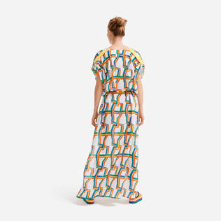 Mujer Autros Estampado - Vestido largo en gasa de algodón con estampado Africain para mujer - Vilebrequin x JCC+ - Edición limitada, Blanco backworn Mujer Autros Estampado - Vestido largo en gasa de algodón con estampado Africain para mujer - Vilebrequin x JCC+ - Edición limitada, Blanco backworn