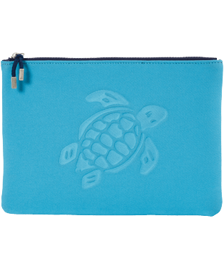 Borsello da spiaggia con zip Turtle Azzurro vista frontale