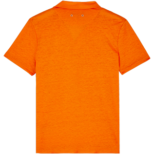 Hombre Autros Liso - Polo en punto de lino de color liso para hombre, Azafran back Hombre Autros Liso - Polo en punto de lino de color liso para hombre, Azafran back