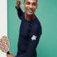 Hombre Autros Liso - Camiseta térmica de color liso para hombre, Azul marino detalles vista 2