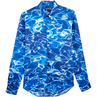 Camisetas Estampado - Camisa de lino con estampado Splash unisex, Azul neptuno front Camisetas Estampado - Camisa de lino con estampado Splash unisex, Azul neptuno front