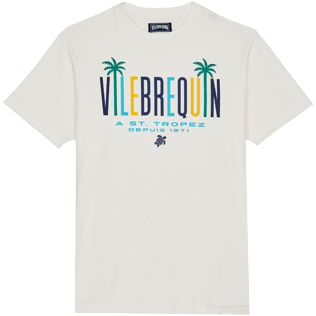 Men Others Printed - Men Cotton T-shirt Vilebrequin Palms, Off white front view
