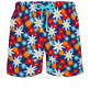 Men Stretch classic Printed - Men Stretch Short Swim Trunks 1977 Spring Flowers, Navy front view
