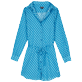 Mujer Autros Estampado - Vestido camisero de algodón con estampado Micro Waves para mujer, Lazulii blue vista frontal