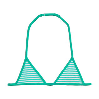 Mädchen Oberteile Grafisch - Gestreiftes Triangel-Bikinioberteil aus Frottee, Lagune front Mädchen Oberteile Grafisch - Gestreiftes Triangel-Bikinioberteil aus Frottee, Lagune front