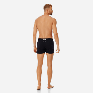 Men Short classic Solid - Men short and fitted stretch swimwear solid, Black backworn Men Short classic Solid - Men short and fitted stretch swimwear solid, Black backworn