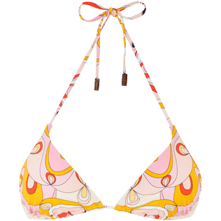 Women Triangle Printed - Women Triangle Bikini Top Kaleidoscope, Camellia front view
