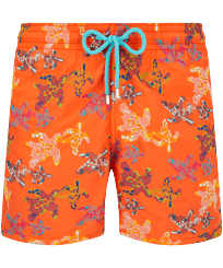 Uomo Classico Ricamato - Men Swimwear Embroidered Water Colour Turtles - Limited Edition, Guava vista frontale
