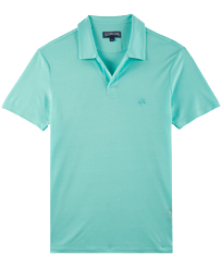 Men Others Solid - Men Tencel Polo Shirt Solid, Lagoon front view