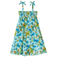 Mädchen Andere Bedruckt - Butterflies Kleid aus Baumwolle für Mädchen, Lagune Rückansicht