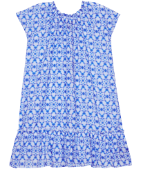 Girls Others Printed - Girls Cotton Dress Ikat Medusa, White front view