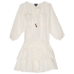 Mujer Autros Bordado - Vestido de seda bordado de color liso para mujer, Color crudo vista frontal