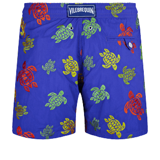 Herren Bestickte Bestickt - Ronde Des Tortues Badeshorts mit Stickerei für Herren – Limitierte Serie, Purple blue Rückansicht