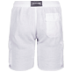 男款 Others 纯色 - 男士纯色亚麻百慕大工装短裤, White 后视图