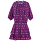Damen Andere Bedruckt - Kurzes Hypno Shell Rüschenkleid aus Baumwolle für Damen, Marineblau Vorderansicht