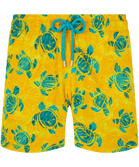 Men Others Printed - Men Stretch Swim Trunks Turtles Madrague, Yellow front view