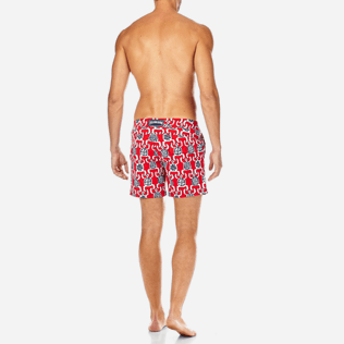 Men Fitted Printed - Primitive Turtles Superflex Fitted cut Swim shorts, Poppy red backworn Men Fitted Printed - Primitive Turtles Superflex Fitted cut Swim shorts, Poppy red backworn