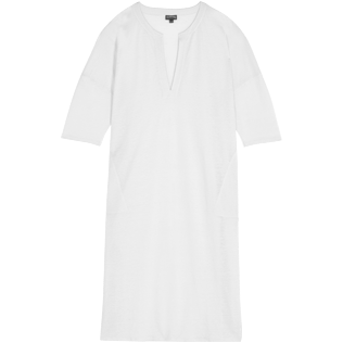 Donna Altri Unita - Caftano da spiaggia donna in lino a tinta unita, Bianco front Donna Altri Unita - Caftano da spiaggia donna in lino a tinta unita, Bianco front