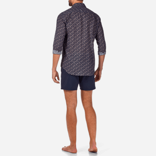 Camisetas Estampado - Camisa en gasa de algodón con estampado Micro Ronde des Tortues, Azul marino backworn Camisetas Estampado - Camisa en gasa de algodón con estampado Micro Ronde des Tortues, Azul marino backworn