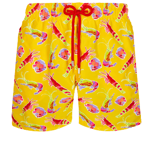 Men Classic Printed - Men Swim Trunks 1983 Crevettes et Poissons, Lemon front view