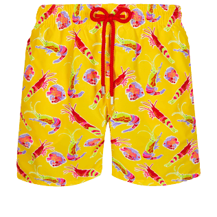 Men Classic Printed - Men Swimwear 1983 Crevettes et Poissons, Lemon front Men Classic Printed - Men Swimwear 1983 Crevettes et Poissons, Lemon front