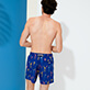 Men Classic Embroidered - Men Swim Trunks Embroidered Giaco Elephant - Limited Edition, Batik blue back worn view