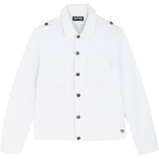 Hombre Autros Liso - Chaqueta de chándal vaquera blanca para hombre, Blanco front Hombre Autros Liso - Chaqueta de chándal vaquera blanca para hombre, Blanco front