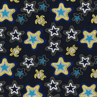 Camisa de bolos de lino con estampado Stars Gift para hombre, Azul marino estampado
