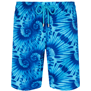 Men Short classic Printed - Men Swim Trunks Long Ultra-light and packable Nautilius Tie & Dye, Azure front view
